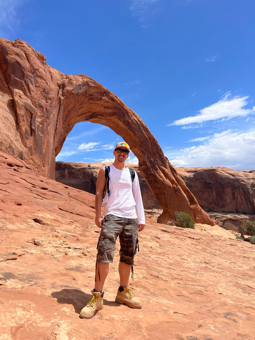 Austin Strasburg, founder of Addiction to Adrenaline, outdoors in Moab